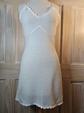 NWT StreetWear Society White Crochet Slip Dress In Junior Size L